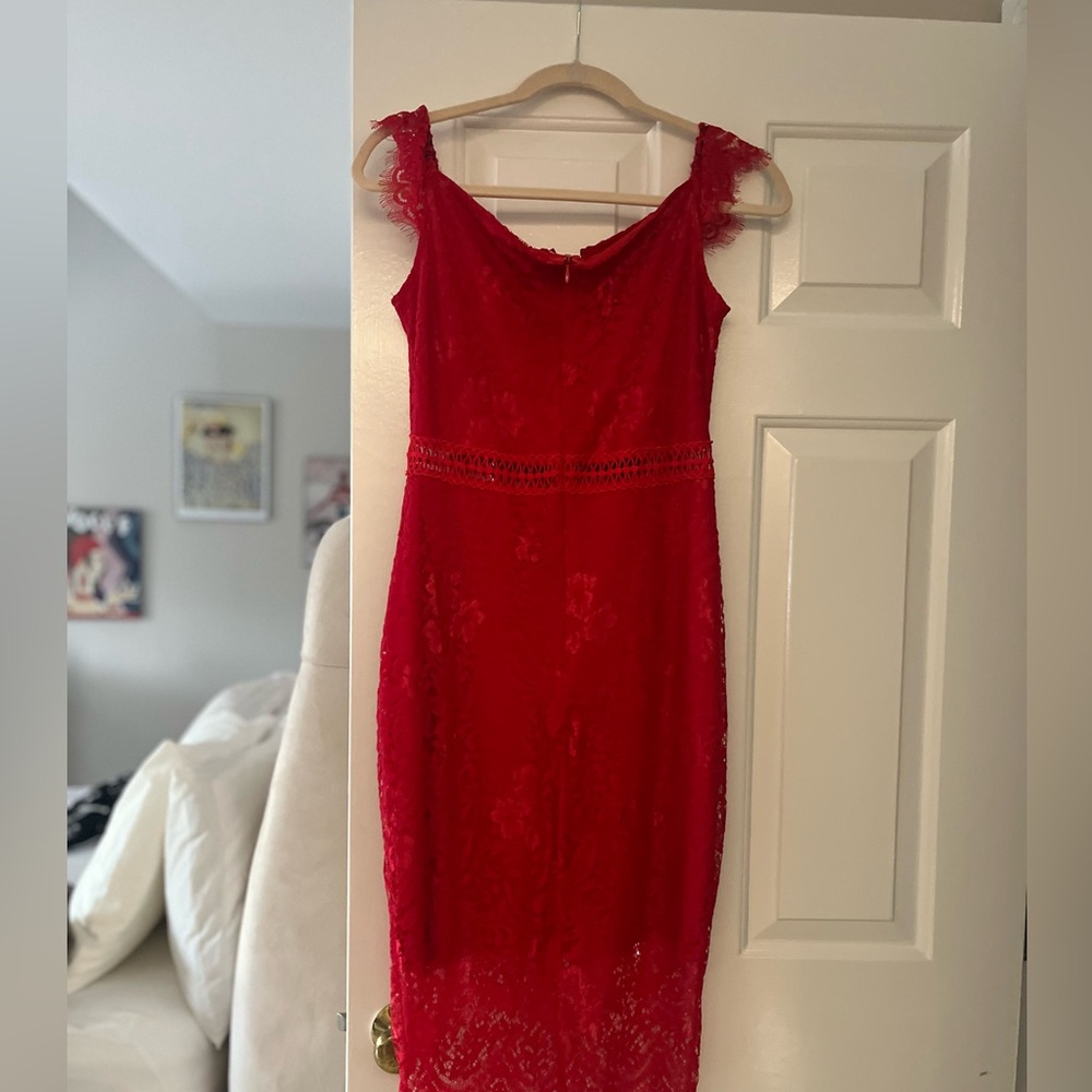 Red lined lace dress